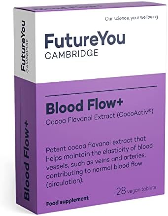 Blood Flow+ CocoActiv, High Strength Cocoa Flavanol Extract CocoActiv - Vegan Suitable Supplement - Maintains Blood Vessel Elasticity - 28 Day Supply - Developed by FutureYou Cambridge, UK