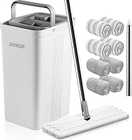 JOYMOOP Wischmopp und Eimer mit Auswringer-Set, Flacher Bodenwischer und Eimer, mit 8 Mikrofaser-Pads und verlängertem Griff, nasse und trockene Verwendung, Haushaltsreinigungswerkzeuge – Ansicht 7