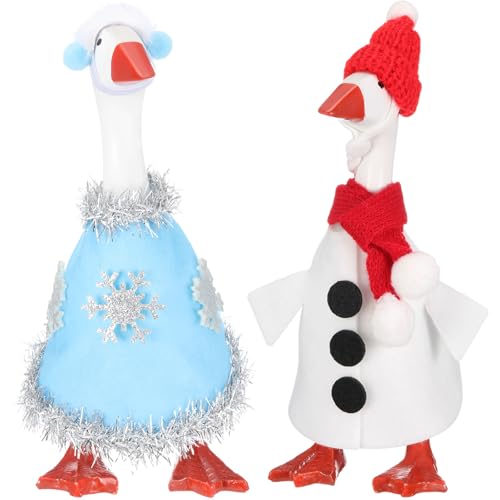 Weysat 2 Sets Christmas Winter Mini Desk Goose, Snowflake, Snowman