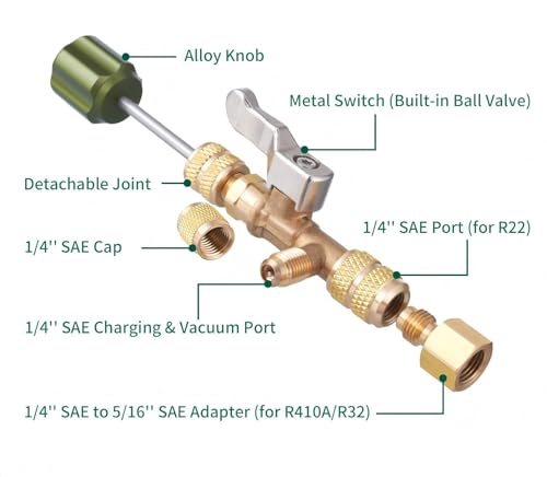 Elitech Digitales Manifold-Messgerät & Füllschlauch Komplett-Set (600psi, 88 Kältemittel, IP54) mit Temperaturfühler (-40~150°C), 2x Kältemittel-Sicherheitsventilen (R32/R410a/R134a/R22 u.a.) & Ventil