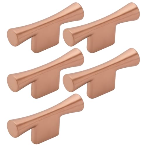 Image of Twin Hole Zinc Alloy Drawer Pulls, Rosegold Handles for Drawers, Cabinets, Wardrobes, and Kitchen Doors - Decorative Furniture Hardware (Qty: 5, T Handle)
