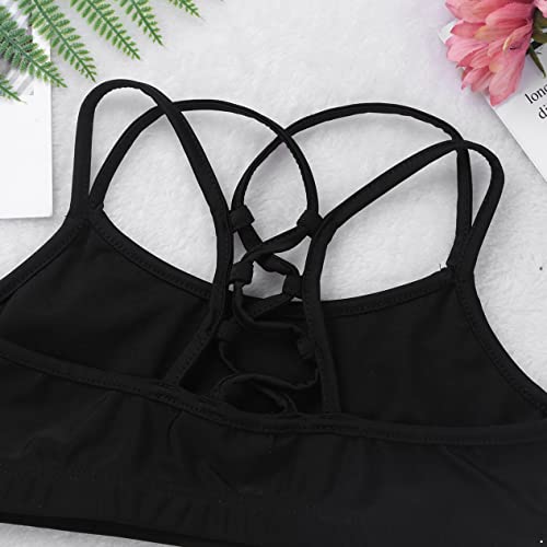 Nikiikoo Kids Girls 2Pcs Activewear Set Gymnastics Dance Sports Bra Crop Tops And Booty Shorts Tankini Swimsuit Black 8 Years #TOP4