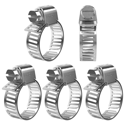 Lumonic 5x 16-25mm Collier de serrage en acier inoxydable V2A 201 I Collier de serrage réglable à visser I pour tuyaux flexibles machine à laver voiture voiture maison jardin