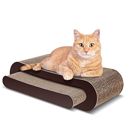 FluffyDream 2-in-1 Kattenkrabber, kartonnen loungebed, krabplank voor katten, duurzame borden en pads, voorkomt meubelschade