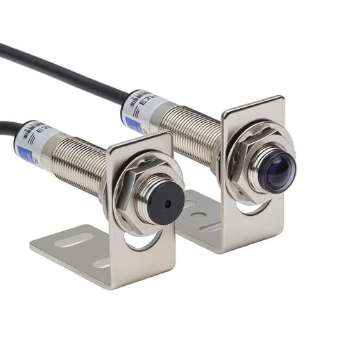 1 Pair Photoelectric Switch 0-20M Through-Beam Infrared Ray Sensor, PN Normally Open 6-36V DC IP66 Weatherproof with Mounting Bracket for Garage Door Outdoor Gate Industrial Automation