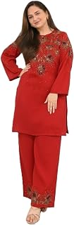 ANYA GALLERY Women’s Pure Cotton Kurti Pant Set | 60x60 Cotton Embroidered Co-ord Set | Straight Kurta with Palazzo Pants... Price In India