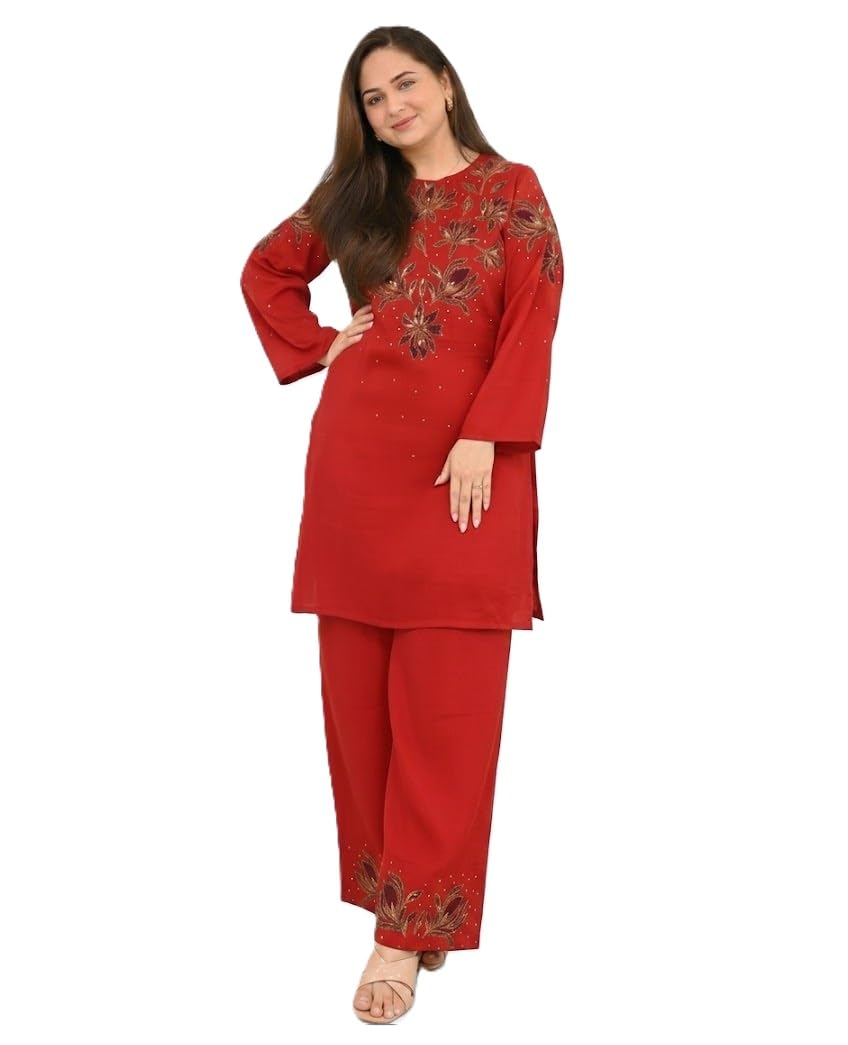 ANYA GALLERY Women’s Pure Cotton Kurti Pant Set | 60x60 Cotton Embroidered Co-ord Set | Straight Kurta with Palazzo Pants... - Review, Price and Buying Guide
