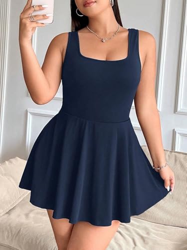Image of Women's Play Dress, Short Sleeve Mini Skirt with Pockets, Black, Size XL