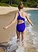 UIQUR Girls Swimsuit One Piece Bathing Suit with Mesh Cover Up Adjustable Straps Paded Teen Swimwear Beach Vacation Blue 13-14 Years