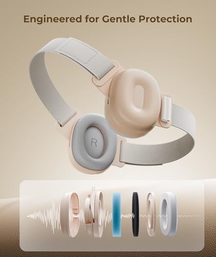 Eggiehug Baby Hearing Protection Earmuffs, 25dB, CE, 25° Headband, Oatmeal — view 3