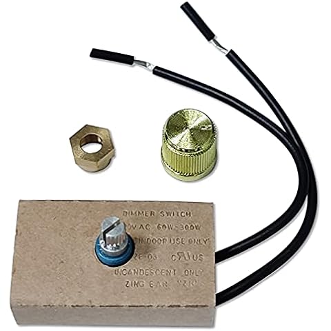 Miayaya Zing Ear ZE-03B (Separate) 360°Rotary Dimmer Switch 120VAC 240VAC 300W MAX Replacement Repair Kits Full Range Inline for Table Lamp Floor Incandescent Light LED Brass Replace Paper Outer Shell Cover