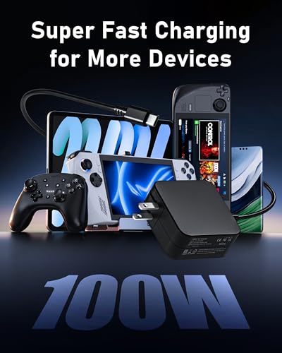 Image of 100W USB-C Charger for Steam Deck /Steam Deck OLED, ROG Xbox Ally X /Ally X | for Msi claw, Switch 2 /OLED /Lite,GPD Win, Ayaneo, Onexplayer, Legion Go S Type C Power Cord