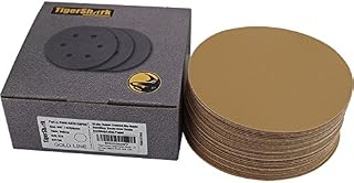 6 Inch Sanding Discs No Hole Grit 320 50pcs Pack Special Anti Clog Coating Paper Gold Line Hook and Loop Dual Action Air Random Orbital Sander Paper Very Fine