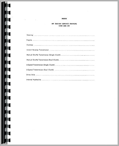 Service Manual Massey Ferguson 204 202 Industrial & Utility Tractor      Plastic Comb – January 1, 2014
