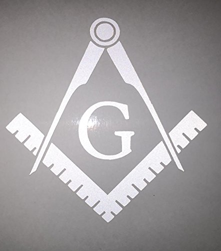 Masonic Series Freemason Compass Square Decal Sticker | Reflective White | 3