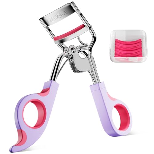 Eye Lash Curler with 6PCS Extra Replacement Pads, Superior Curling Effect Eyelash Curlers, Easy & Comfortable to Grip and Use, Valentine's Day Gift for Her, Beauty Enthusiasts -Silver Purple Red