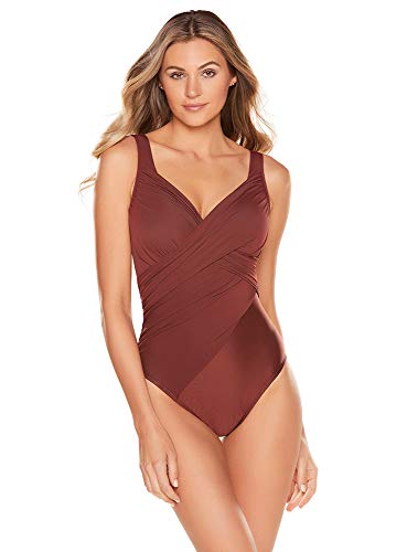 Miraclesuit Women's Swimwear Rock Solid Revele Sweetheart Neckline Underwire Bra One Piece Swimsuit, Tamarind, 14
