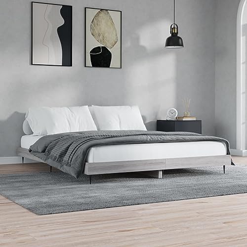 Homgoday Canapé Sonoma - Cama gris de 200 x 200 cm, de madera contrachapada, con marco para el salón, el dormitorio