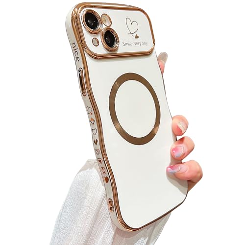 Coque iPhone 15 Plus mignonne vague blanche : cadeau idéal femmes et filles