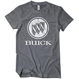 buick regal  Buick Licenciado Oficialmente Distressed Logo Camiseta para Hombre (Oscuro Heather), Large