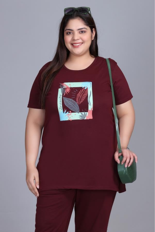 Image of In Love Women's Plus Size Longline T-Shirt with Side Pocket, 3 /4 Sleeve, Crew Neck