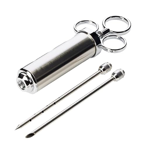TEXAS CLUB - Siringa per Marinatura per Carne e Arrosti, Ideale in Cucina e per Barbecue, Iniettore BBQ in Acciaio Inox con 2 Aghi a Vite, Utensile per BBQ Amato dai Professionisti