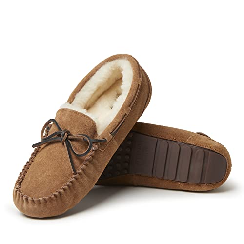 Fireside By Dearfoams Men's Victor Genuine Shearling Water Resistant Indoor/Outdoor Moccasin With Tie Slipper, Wide Widths #TOP7
