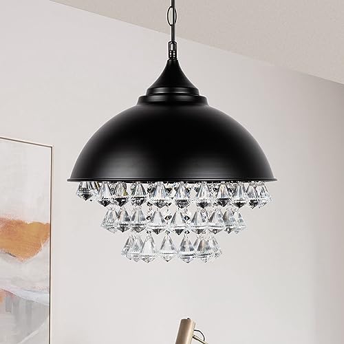 Suspension rétro noir en fer forgé luminaire dôme pour salle à manger et chambre