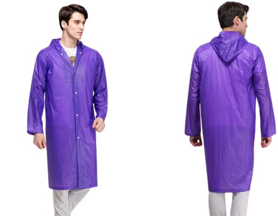 Image of Fashionio-Men & Women EVA Waterproof Transparent Rain Coat Hooded Outdoor Water Resistant Portable Raincoat Suit for Unisex EVA Rain Coat (Free Size)