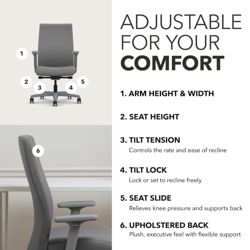 Image of HON Ignition 2.0 Ergonomic Office Chair, Lumbar Support, Desk Chair, Frost