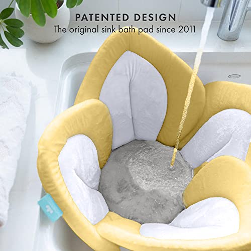 Blooming Bath Lotus Baby Bath Seat - Flower Bath Mat Baby Bath Tub Sink Bath Cushion - The Original Washer-Safe Flower Seat Baby Essentials Must Haves (Yellow/White/Gray) #TOP4