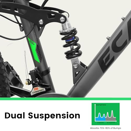 Image of Ecarpat 24 /26 /27.5 Inch Mountain Bike, Full /Front Suspension Mens Boys Mountain Bike with 21 Speed Steel Frame and Dual Disc Brakes, Adult Sport Bicycle for Trail City Road, Gift Choice