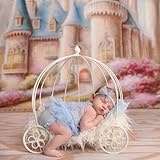 Vomdrok Newborn Girl Photoshoot Outfits - Blue Princess Costume (0-3 weeks) - Handmade Lace Romper - Perfect for Baby Photography & Gifts