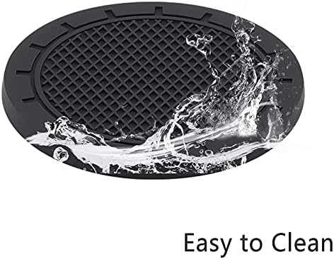 KINBOM 4 Pcs Car Coaster, Universal Vehicle Pvc Cup Holder Insert Coaster Automobile Interior Accessories-2.75 Inch Silicone Car Cup mats (Black)