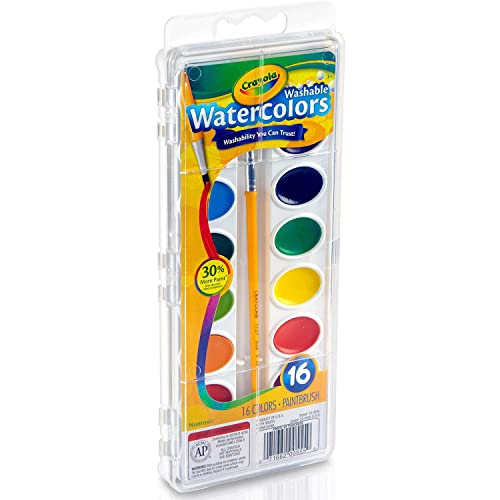 Crayola Washable Children's Art Supplies Assorted Watercolor Paint Color Set with Convenient Kid's Paintbrush Included, 16 Count - Image 3