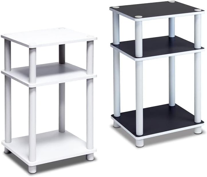 Furinno Just 3-Tier Turn-N-Tube End Table, Side Table, Nightstand, Sonoma Oak/White