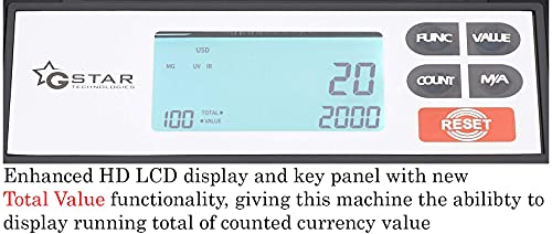 Gstar Money Counter With Rechargeable Lithium-Ion Battery & Uv/Mg/Ir Counterfeit Bill Detection Plus External Displays With Total Value Counting Functionality, Usa Brand #TOP4