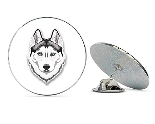 White Husky Wolf Round Metal 0.75