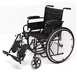 Lightweight Self Propelled Wheelchair – 14kg Foldable Carbon Steel, Quick Release 24' Rear Wheels, Double Brakes, Attendant Hand Brakes, Foldable Footrest, Travel Mobility Aid