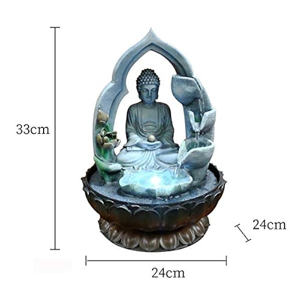 Fontana da tavolo - Fontana da tavolo da 13 pollici per la decorazione di casa e ufficio, scultura decorativa con luce a LED e sfera rotante per portare fortuna e mantenere l'arredamento della casa