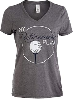 My (Golf) Retirement Plan | Funny Women's Golfing Golfer V-Neck T-Shirt for Retired-(Vneck,S)