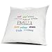 printplanet Kopfkissen mit dem Namen Emilia, Kissen mit Füllung - Positive Eigenschaften, 40 cm, 100% Baumwolle, Kuschelkissen, Liebeskissen, Namenskissen, Geschenkidee