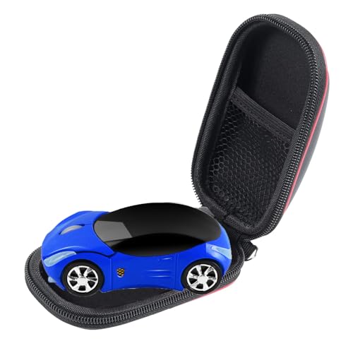 Ratón óptico ergonómico inalámbrico mini con funda para portátil, azul