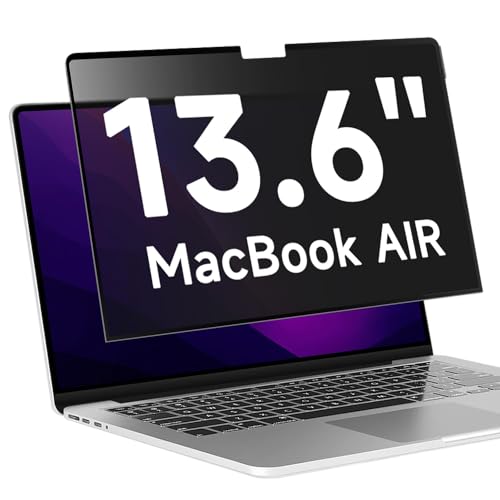 ANTOGOO V Upgrade Privacy Screen Filter Compatible with 2022-2024 Apple MacBook Air 13.6'' M2/M3 Chip, Removable Anti Blue Light Anti Glare Laptop Privacy Filter, No Magnetic No Glue