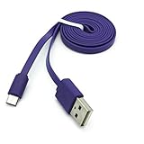 Purple 3ft Flat Micro USB Cable Charge Power Wire Sync Data Cord for Boost Mobile ZTE Force - Boost Mobile ZTE MAX - Boost Mobile ZTE Max + - Boost Mobile ZTE Prestige -  ATWATEC