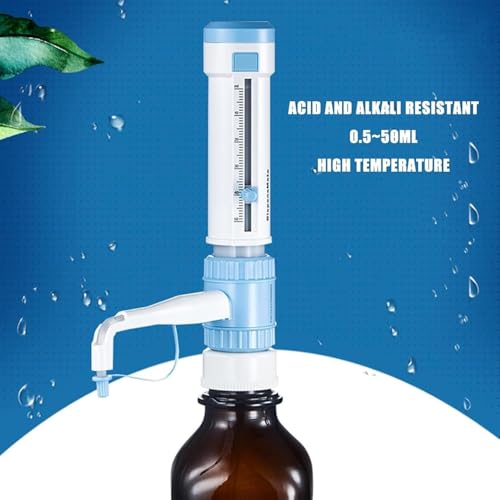 Dispensador de botella de laboratorio de 2,5 a 25 ml con 5 adaptadores de boca para reactivos 5