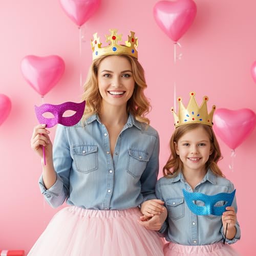 4 Stück Erwachsener Königskrone Königskronen Partyhut Krone Geburtstag Prinz Prinzessin Party Kronen Geburtstagskrone Goldene Mit Edelsteinen König Königin Crown Hüte für Geburtstagsfeier Mottoparty