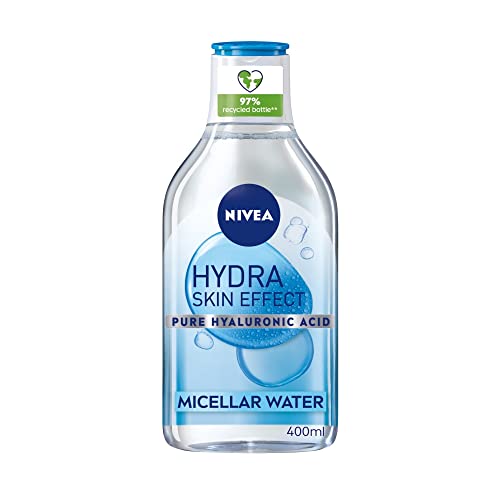 NIVEA Hydra Effect All-in-1 Micellar Cleansing Water 400 ml – Deep Facial Makeup Remover with Hyaluronic Acid for Gently Clean, Hydrated Skin, Suitable for All Skin Types