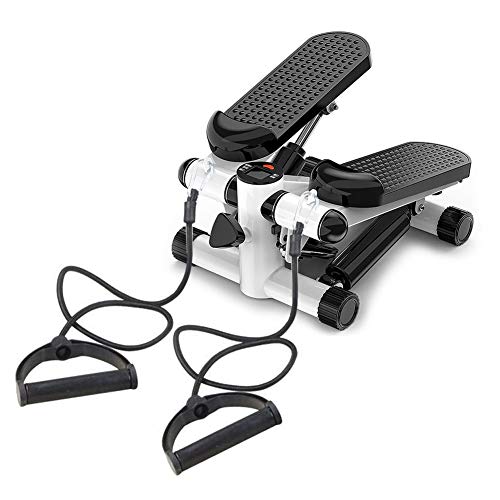 Auveach Mini máquina de fitness, paso a paso con bandas de resistencia para ejercicio cardiovascular, escalera, equipo de fitness para entrenador de interior y hogar, color negro