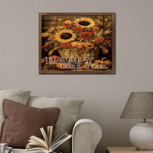 Panneau citrouilles Happy Fall Décoration murale bois ferme 40x50 cm - 4